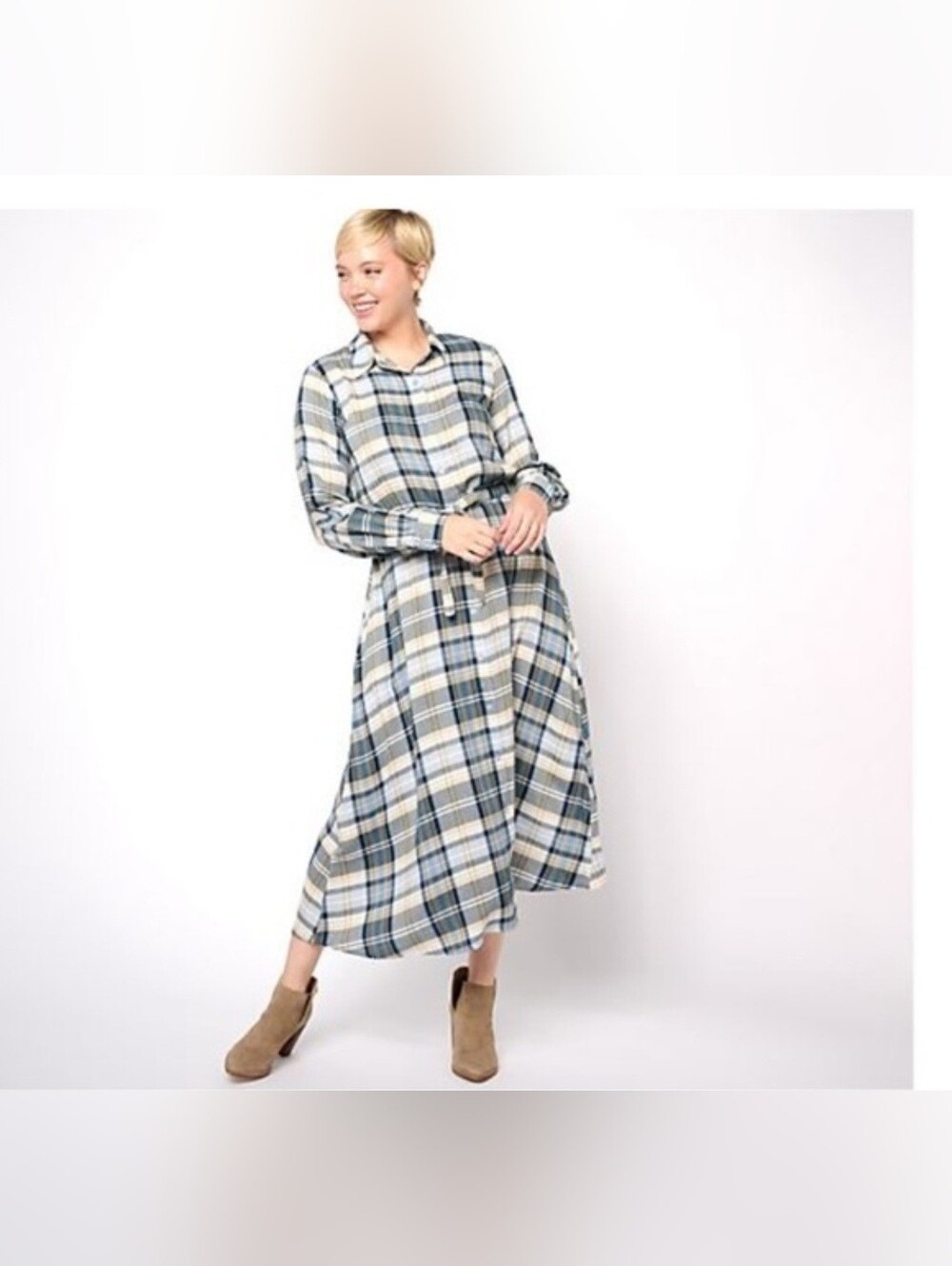 Encore by Idina Menzel Button Front Shirt Dress Denim Size M Oversized W/Pockets